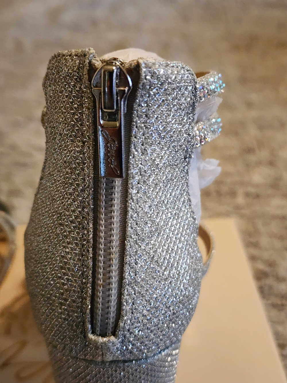 Jewel Badgley Mischka Silver Crystal Strappy High Heels - Picture 8 of 10